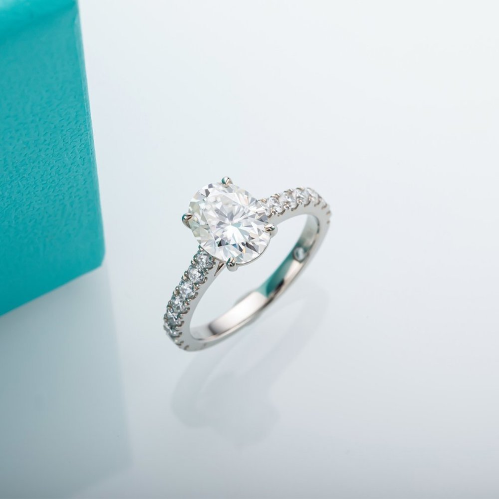 Certified 2.48ct. t.w. Moissanite Diamond Oval Engagement Ring NEW - Picture 8 of 16